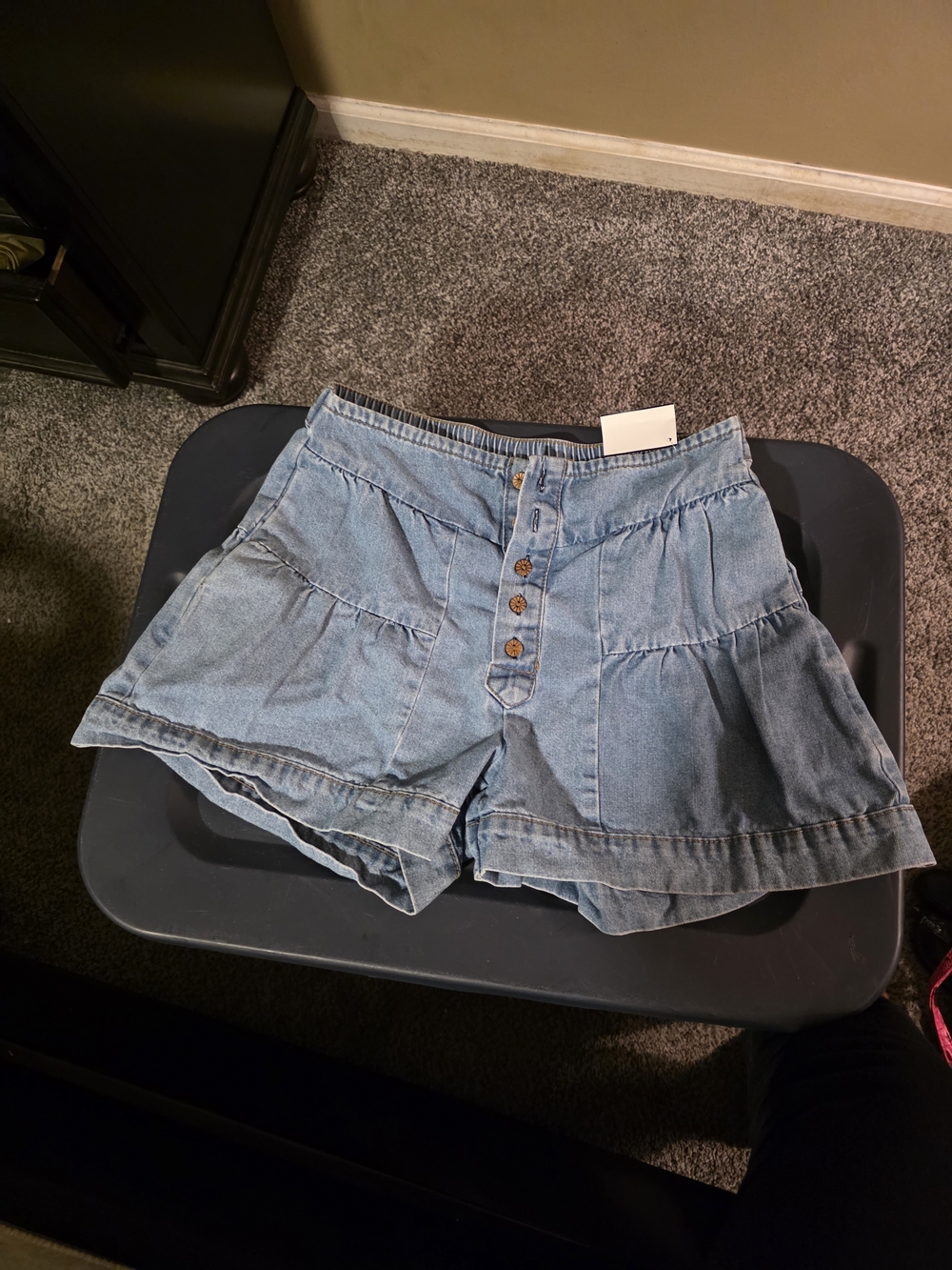 Light Blue Denim Women's High-Waist Button Front Shorts